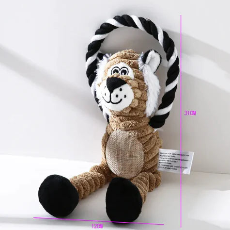 Durable Plush Animal Toys with Tug Rope
