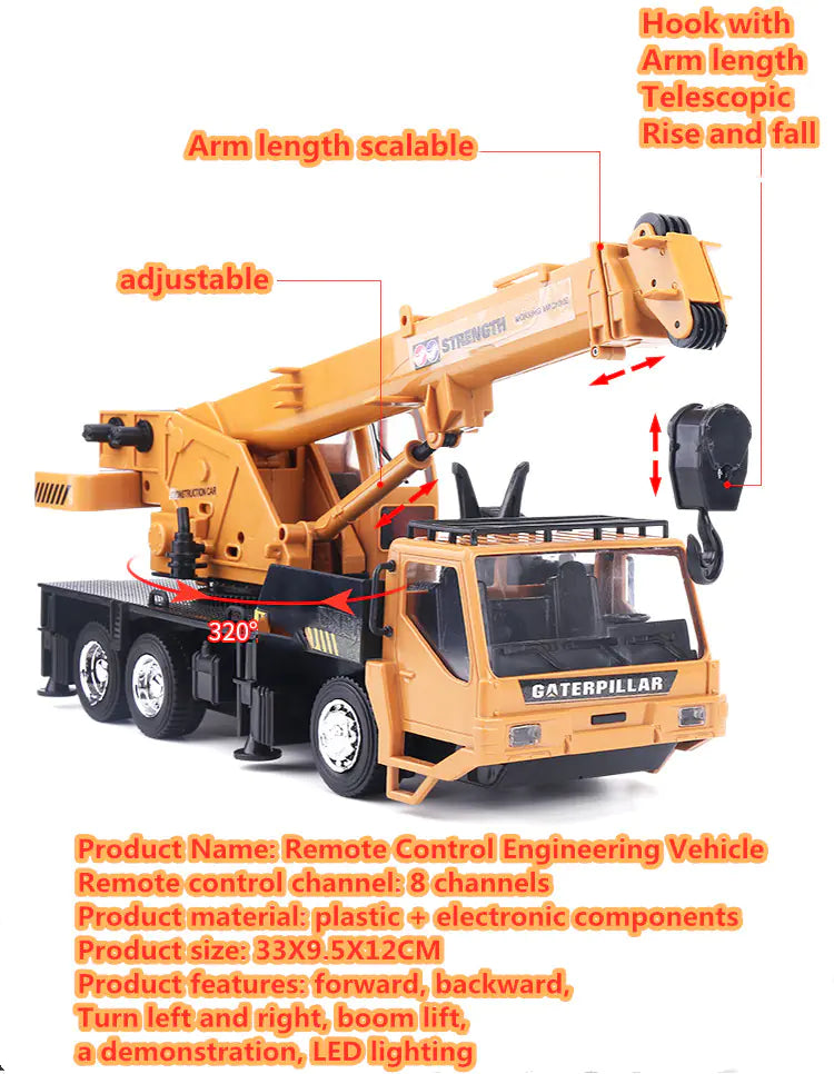Wireless Remote Control Crane Truck Toy
