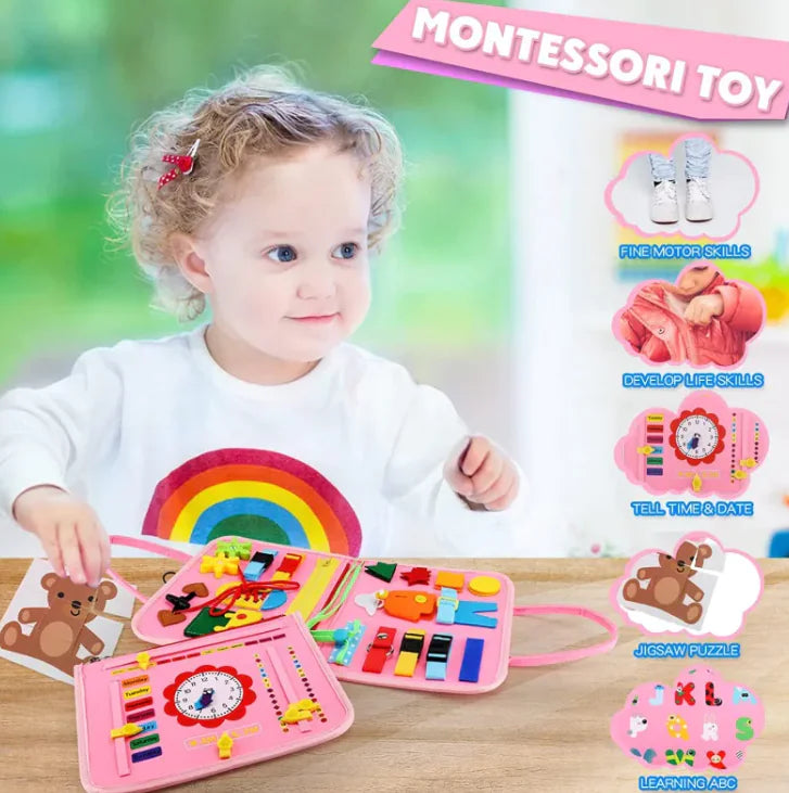 Montessori Busy Board Book – 28-in-1 Toddler Activity Kit