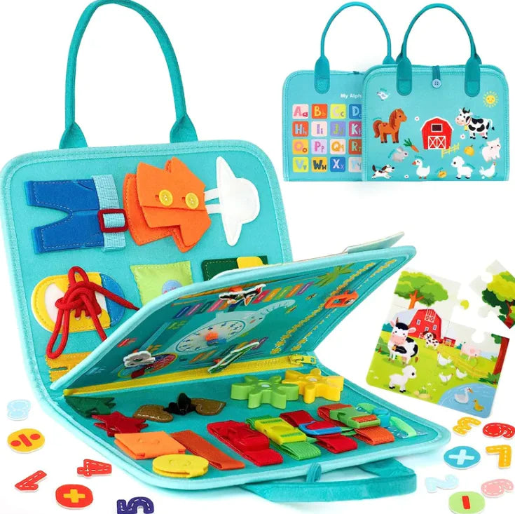 Montessori Busy Board Book – 28-in-1 Toddler Activity Kit