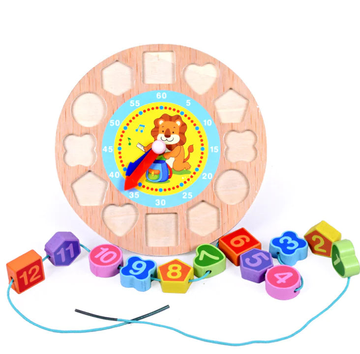 Colorful Wooden Shape Clock Toy for Kids Learning