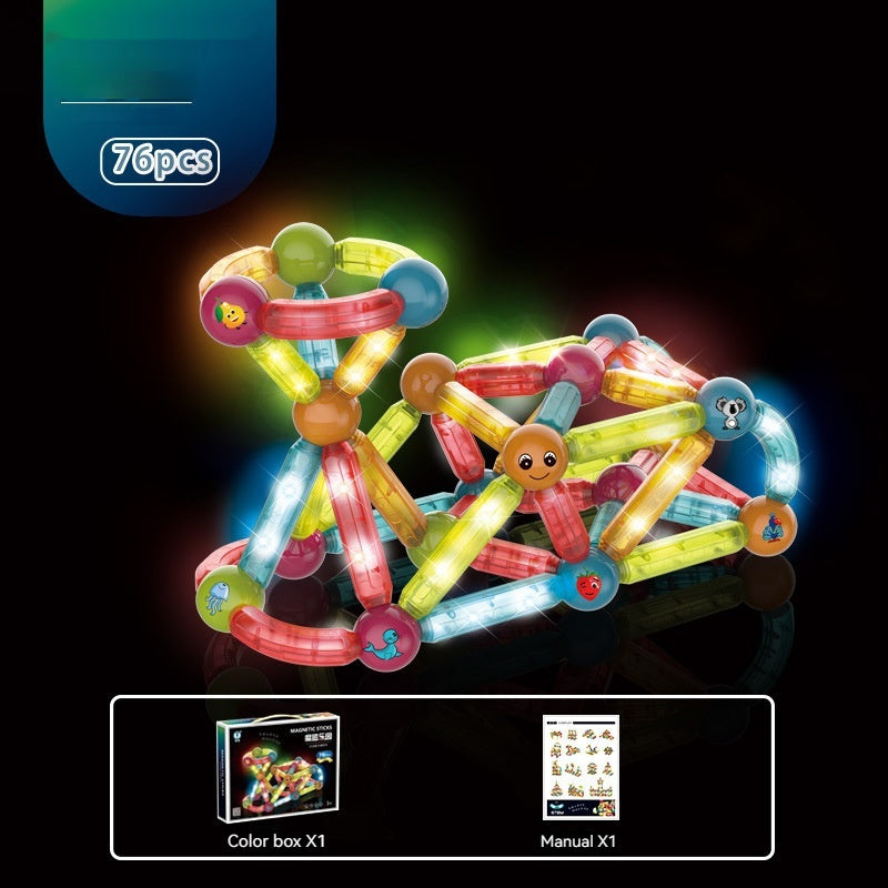 Magnetic Light-Up Building Sticks – 128PCS STEM Construction Set