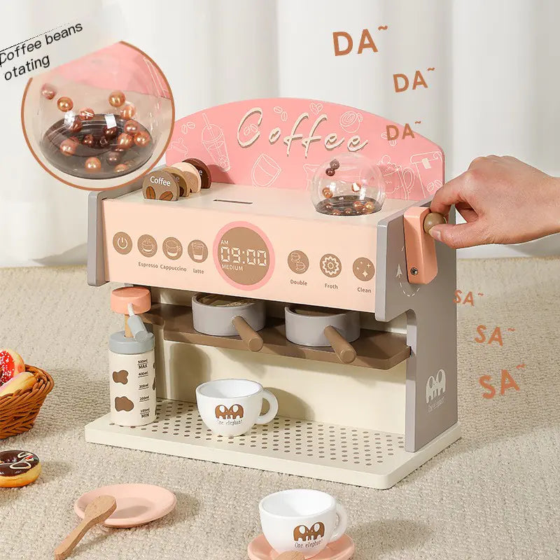 Wooden Coffee Maker Toy Set for Kids Café Play