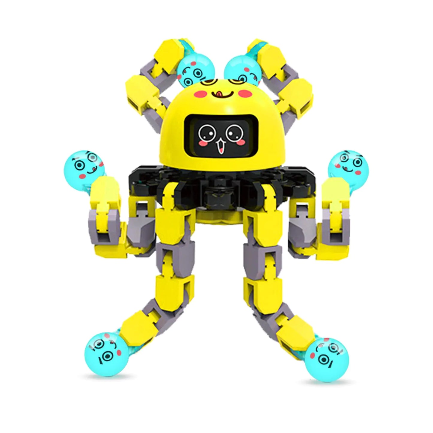 Cute Octopus Robot Toy with Movable Arms & Faces