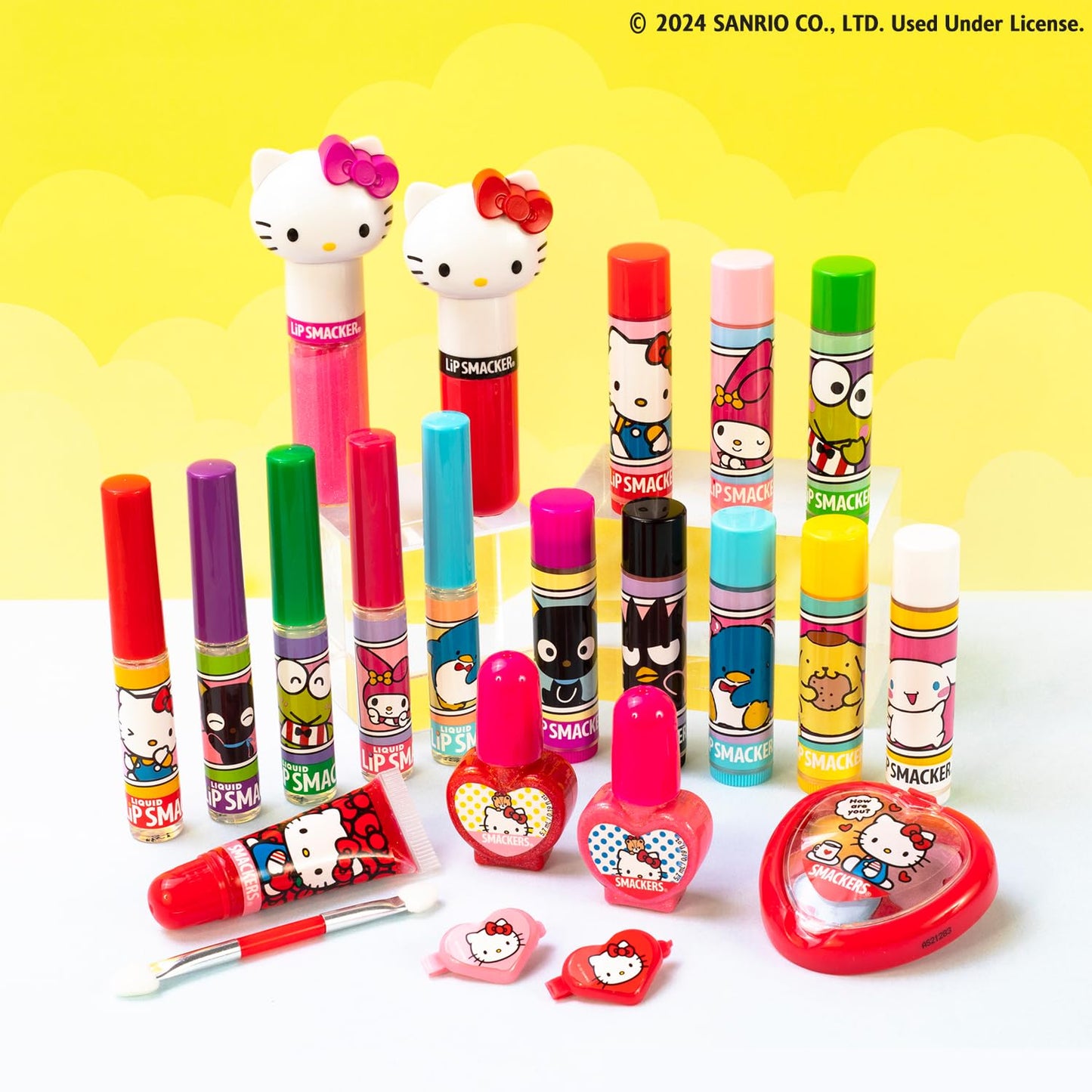 Sanrio Hello Kitty Kids Makeup Set - Color Collection with 3 Moisturizing and Hydrating Products, Soft Shine Finish, Fun Flavors, Cruelty-Free and Vegan