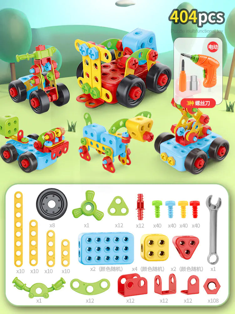 DIY STEM Creative Building Blocks Set Toy with Drill Tool