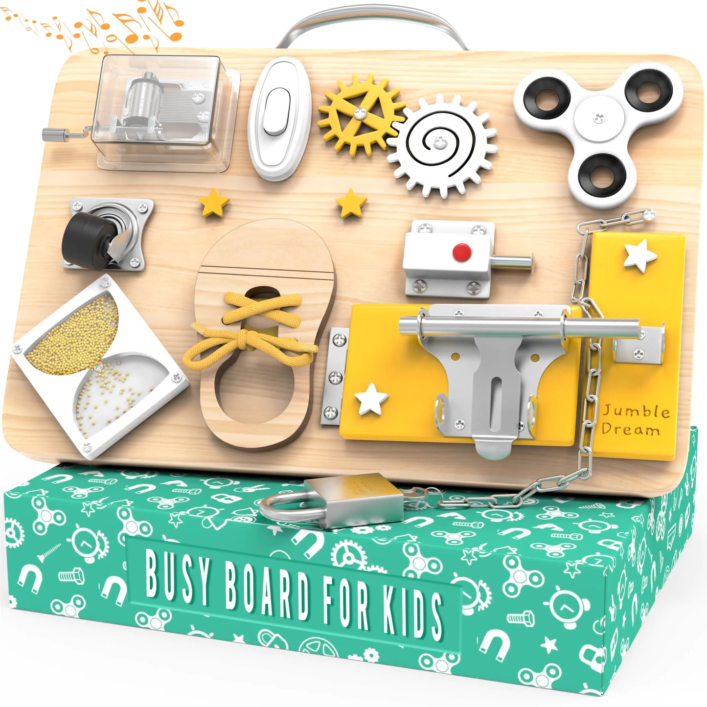 Jumble Dream Montessori Busy Board | 10-in-1 Activity Set