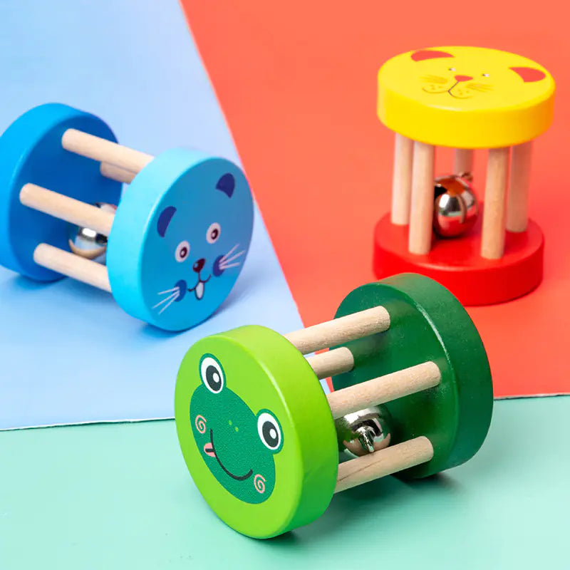 Animal Face Wooden Rattle Toy Set for Toddlers