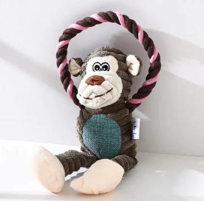 Durable Plush Animal Toys with Tug Rope