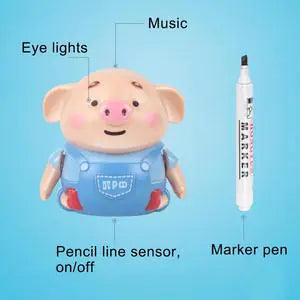 Smart Pig Robot Toy – Light, Music & Line Follow Fun
