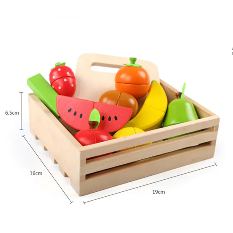 Kids' Wooden Fruit Slicing Playset with Storage Box
