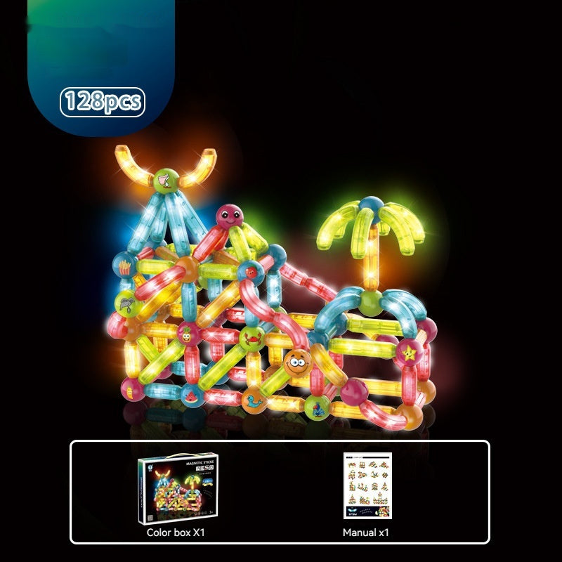 Magnetic Light-Up Building Sticks – 128PCS STEM Construction Set