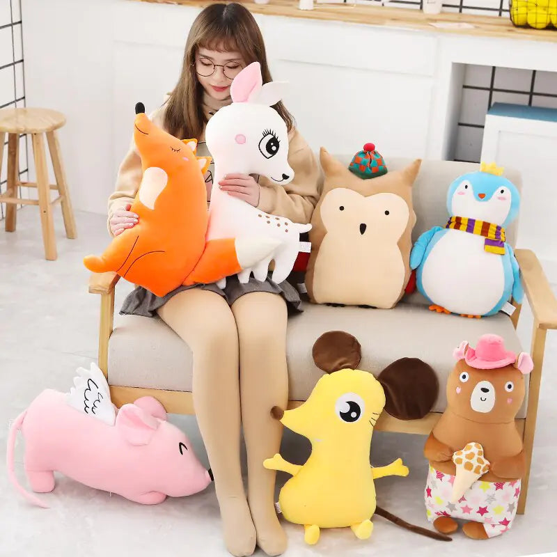 CuddleSoft Cartoon Deer & Penguin Plush
