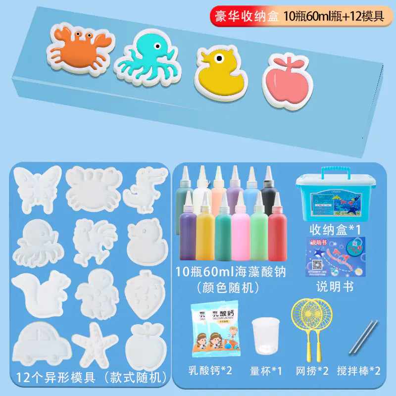 Sea Animal DIY Gel Toy Kit – 12 Bottles & 22 Molds