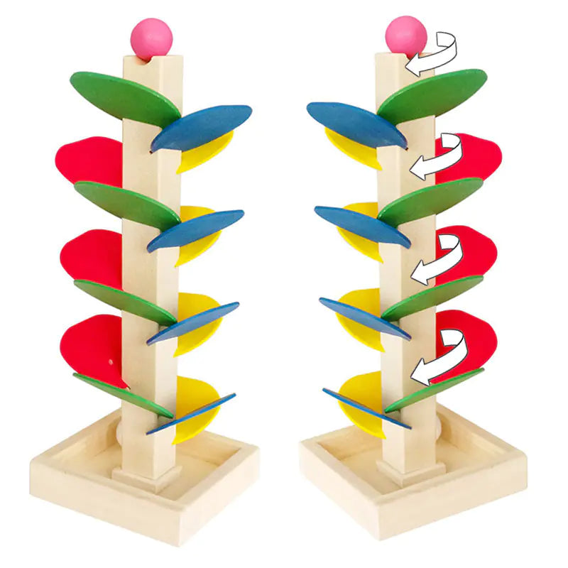 Wooden Marble Tree Toy – Colorful Ball Drop Spiral Fun