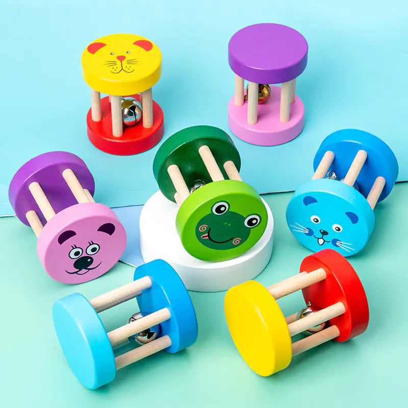 Animal Face Wooden Rattle Toy Set for Toddlers
