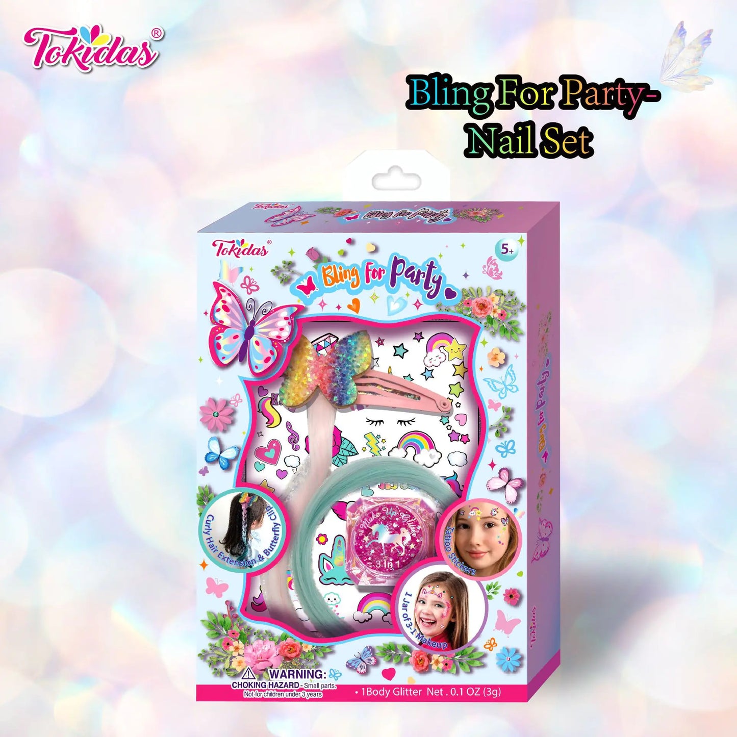 Rainbow Bling Party Set – Glitter, Clips & Headband