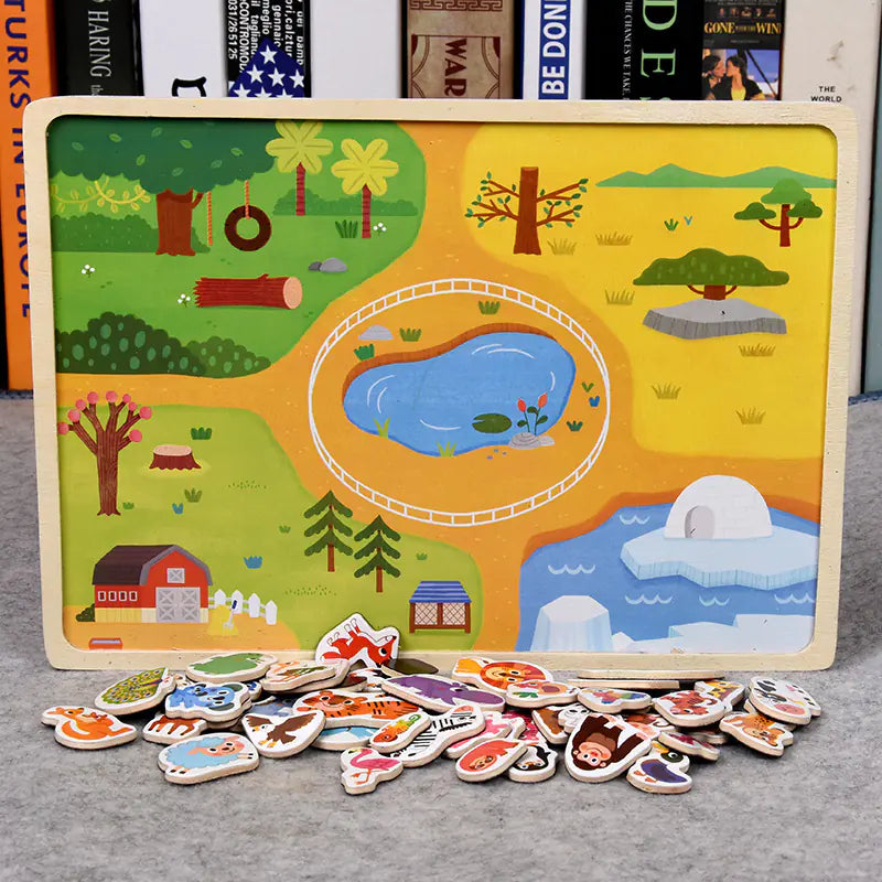 Magnetic Wood Animal & Vehicle 3D Puzzle