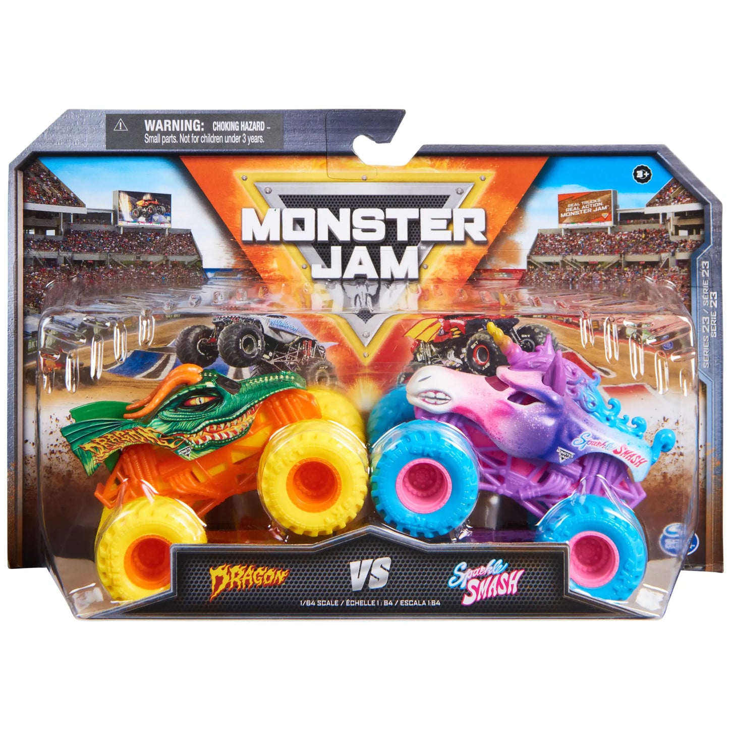 Monster Jam Dragon vs Sparkle Smash Truck Duel 1:64 Set