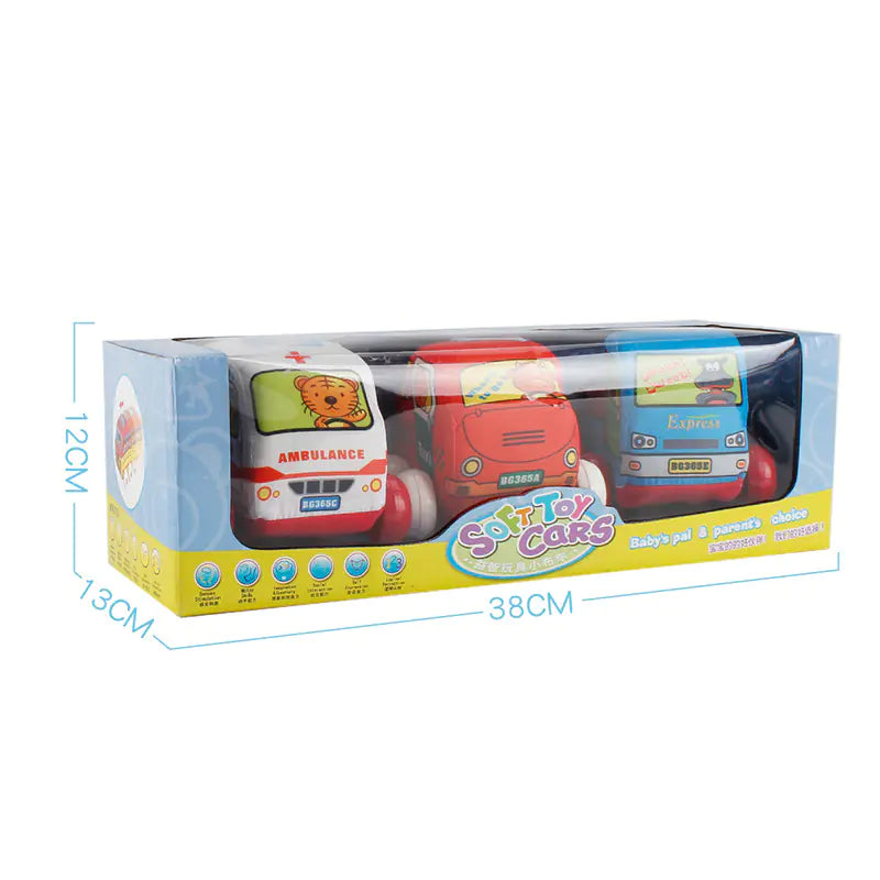 Washable Soft Cartoon Car Toys for Babies