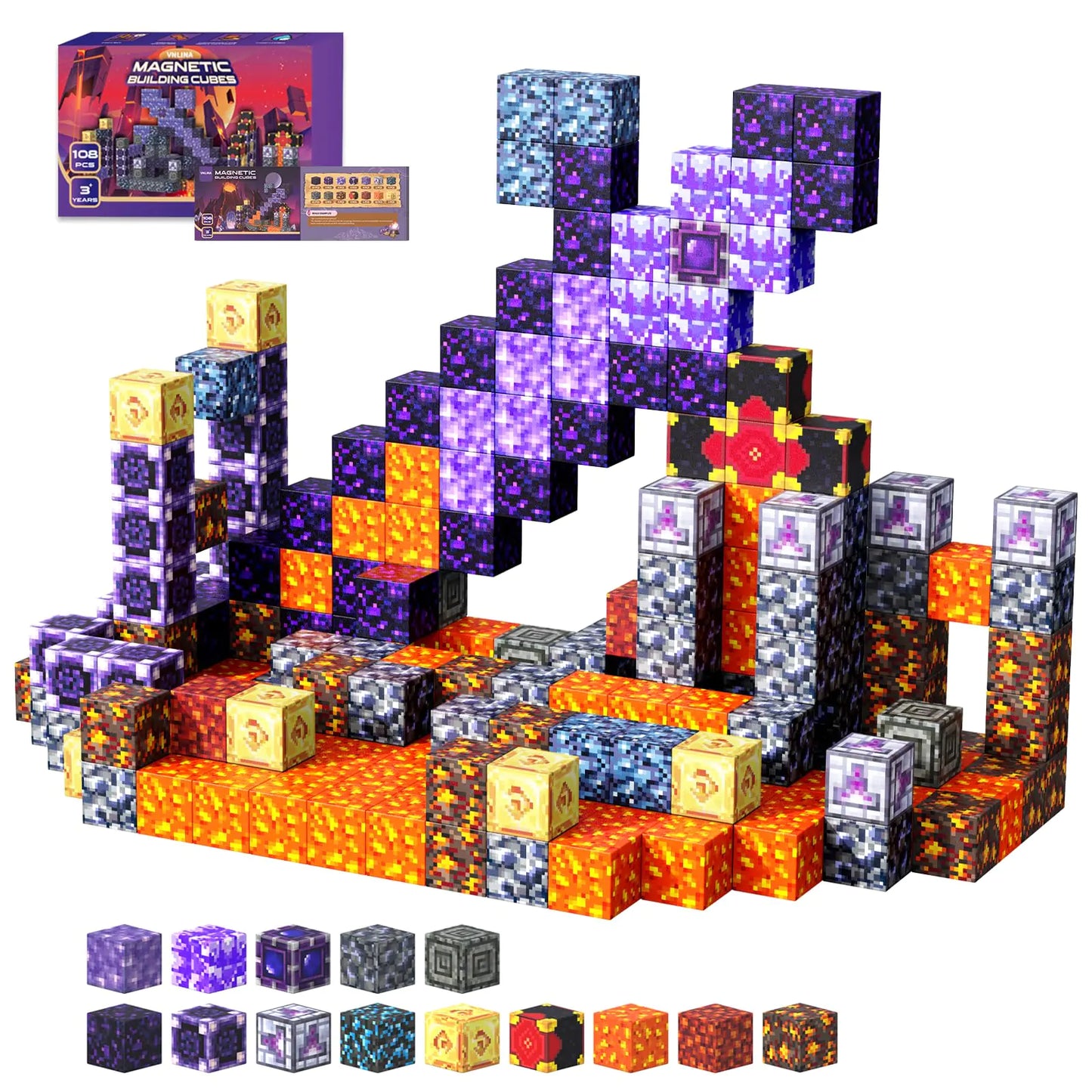 108-Piece Magnetic Pixel Building Blocks Set