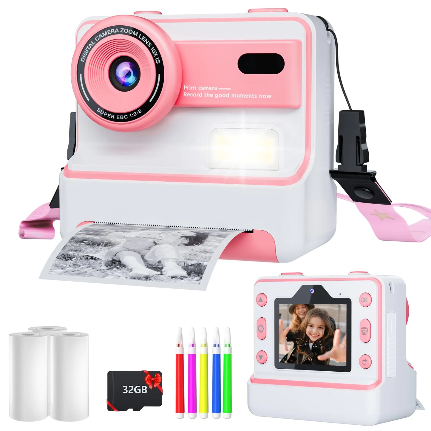 Kids Instant Print Camera with 32GB & Color Pens