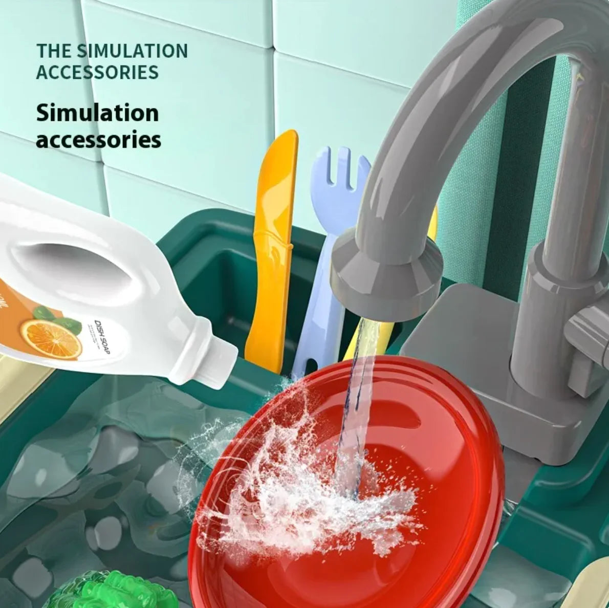Junior Chef Dishwashing Playset with Running Water & Utensils