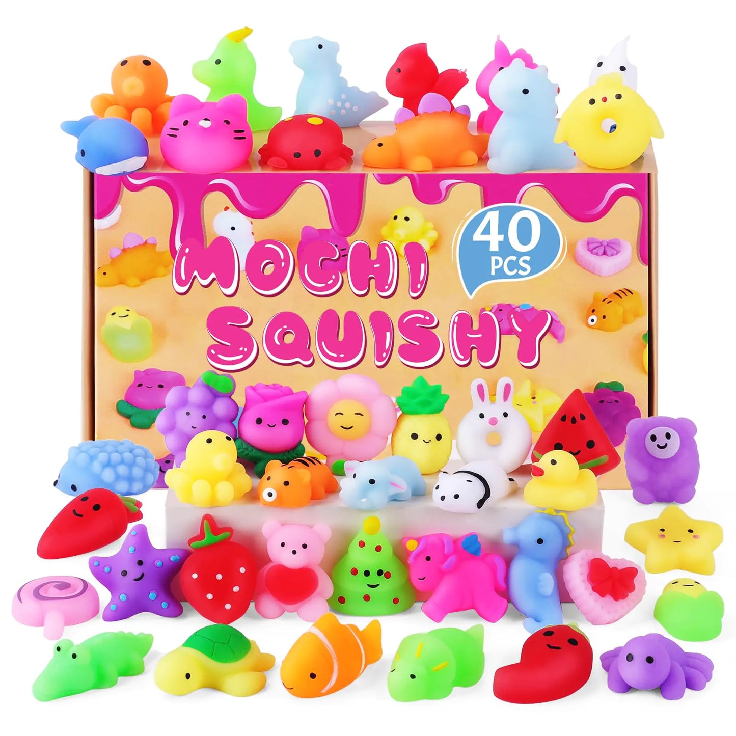 40-Pack Mochi Squishies: Kids Party & Stress Relief Toys
