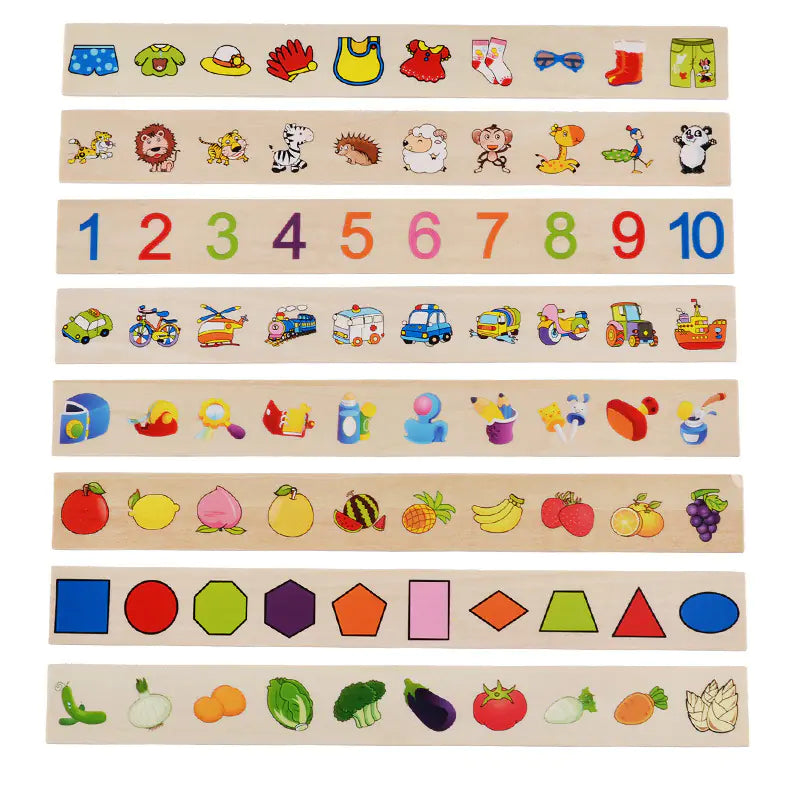 Wooden Montessori Matching Game – Shapes, Numbers & More