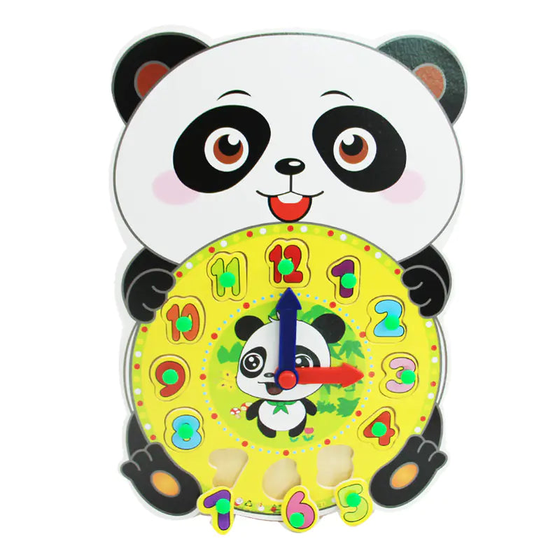 Panda Shape Wooden Clock Toy – Learn Time & Numbers