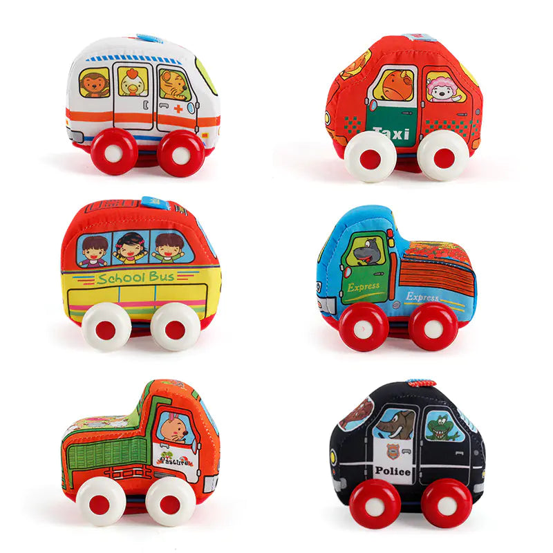 Washable Soft Cartoon Car Toys for Babies