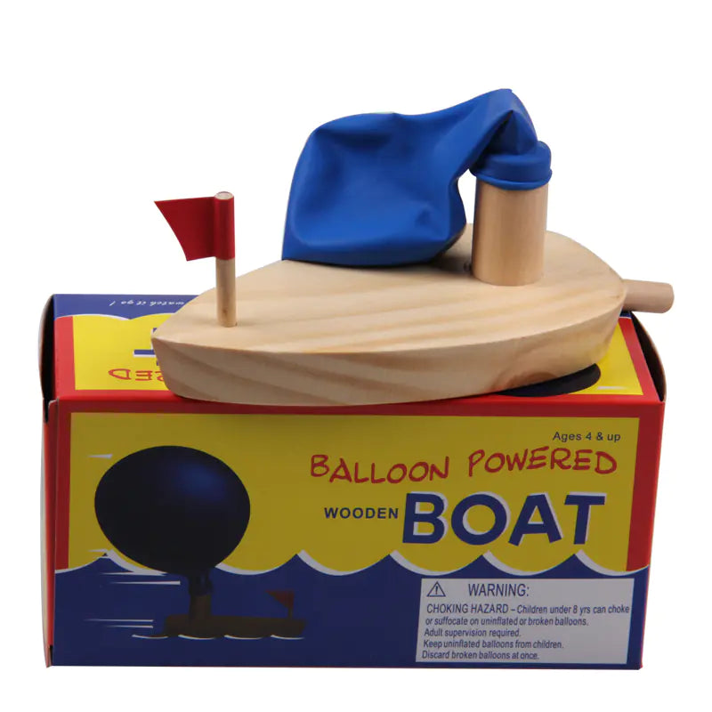 Balloon Powered Wooden Boat – Fun STEM Toy for Kids
