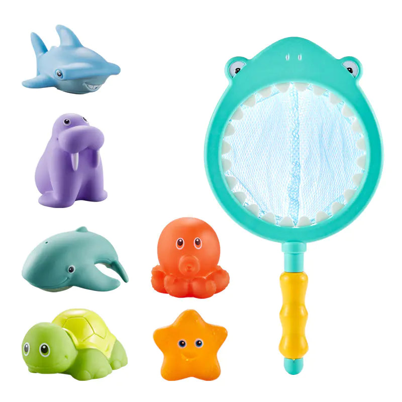 Shark Net Baby Bath Toy Set – Floating Animal Fun