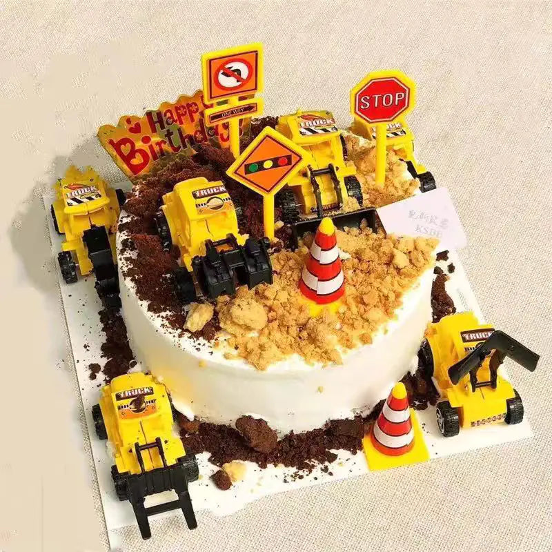 Engineering Vehicles Birthday Cake Topper Set for Boys