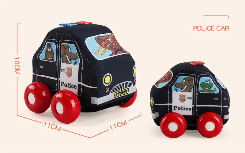 Washable Soft Cartoon Car Toys for Babies