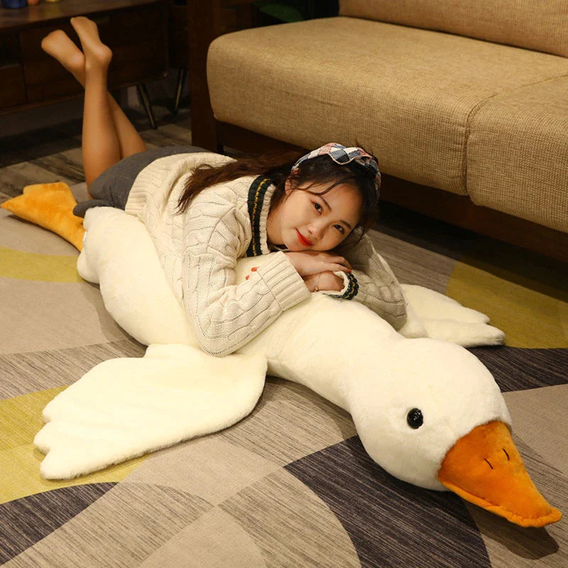 50-190Cm Giant Duck Plush Toys Fluffy Sleep Pillow Cute Animal Stuffed Swan Goose Soft Dolls Floor Mat Kids Girls Birthday Gift