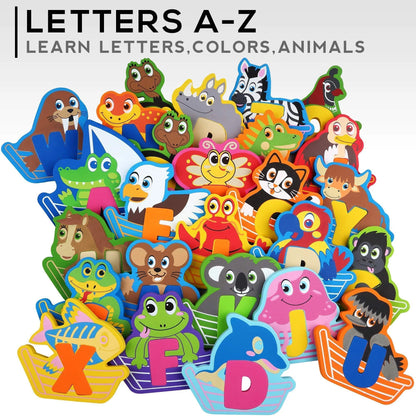 Foam Bath Toys for Boys Girls Non Toxic Wet & Stick Bathtub Alphabet 52 Pcs