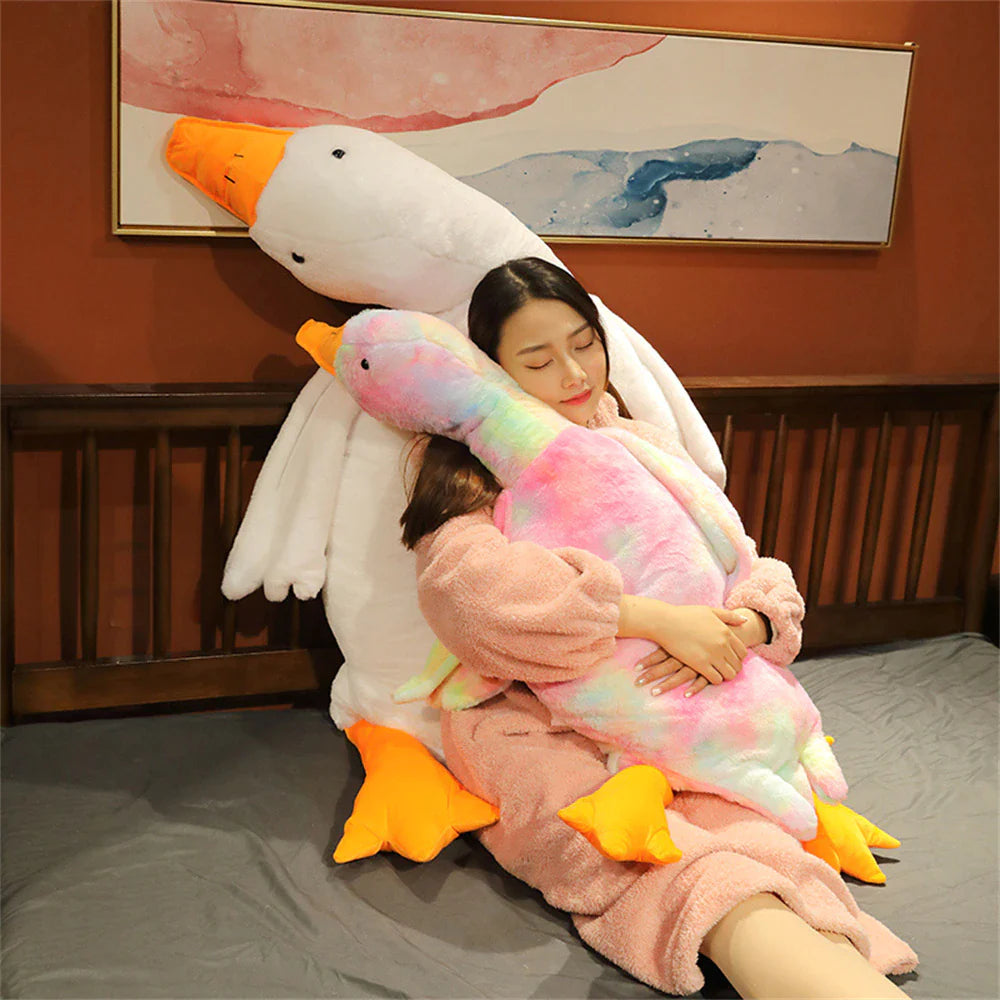 50-190Cm Giant Duck Plush Toys Fluffy Sleep Pillow Cute Animal Stuffed Swan Goose Soft Dolls Floor Mat Kids Girls Birthday Gift