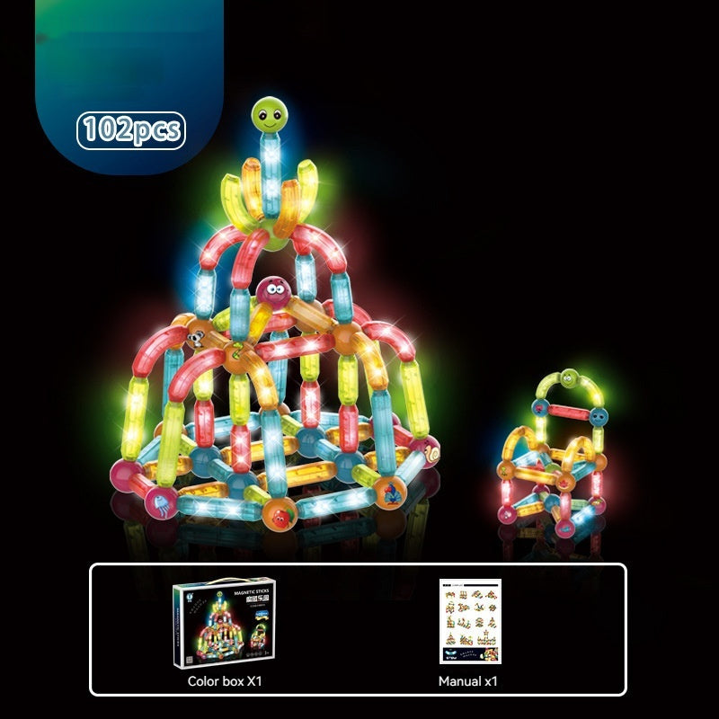 Magnetic Light-Up Building Sticks – 128PCS STEM Construction Set