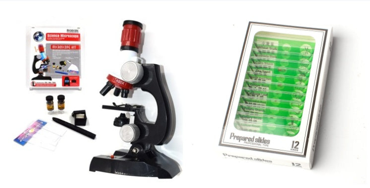Kids Science Microscope with Slides & Tools Kit