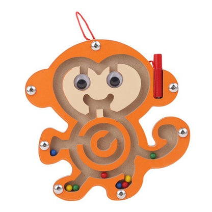 Wooden Animal Maze Toy – Magnetic Bead Puzzle for Kids