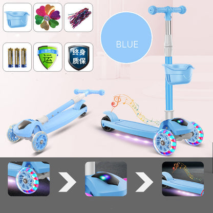 Foldable Scooter with Light-Up Wheels For Kids