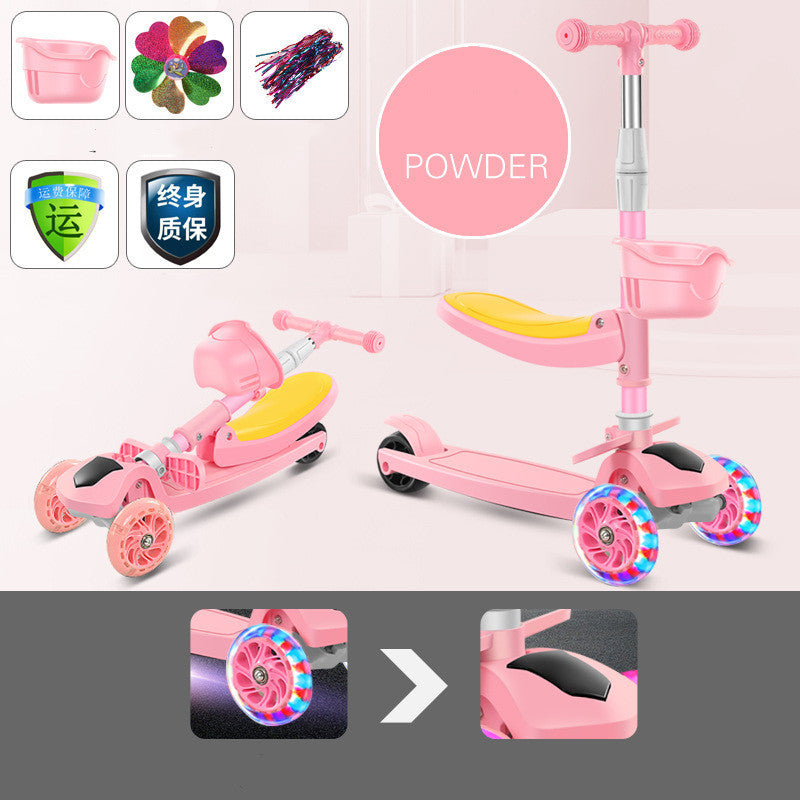 Foldable Scooter with Light-Up Wheels For Kids