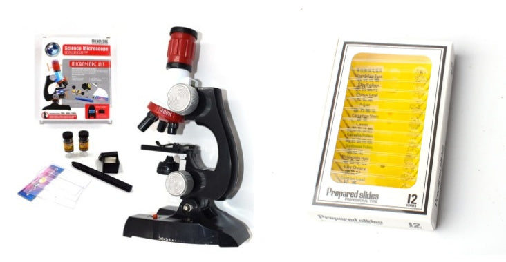 Kids Science Microscope with Slides & Tools Kit