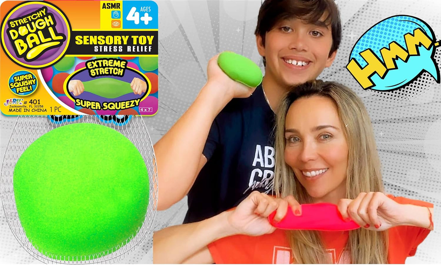 Stretchy Dough Ball Squishy Toys (3 Pack ) Neon Color Sensory Fidget Toys for Kids. Stress Relief Hand Therapy. Office Desk Squeeze Ball. Bulk Toys 401-3P