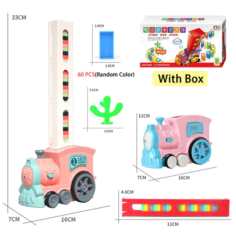 Kids Domino Train Car Set Sounding Light Automatic Laying Domino Brick Colorful Dominoes Blocks Game Educational DIY Toy Gift