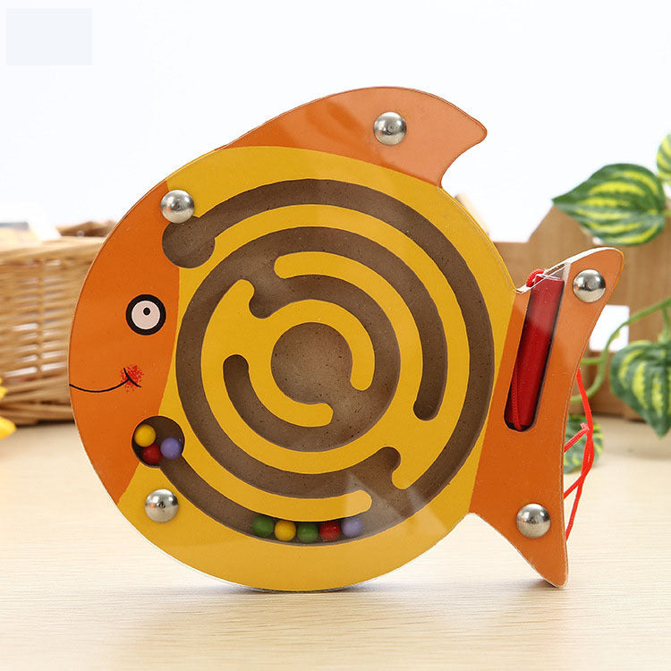 Wooden Animal Maze Toy – Magnetic Bead Puzzle for Kids