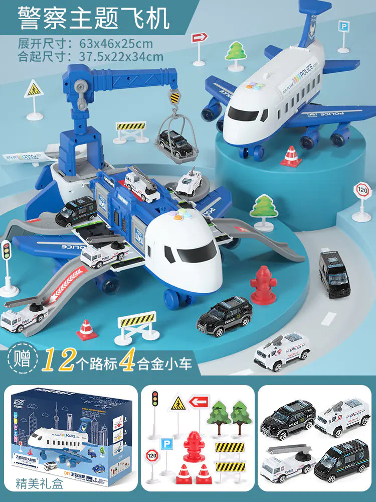 City Airport Playset with Plane, Cars & Road Signs
