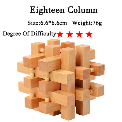 Wooden 3D Brain Teaser Puzzle Set - for Kids & Adults