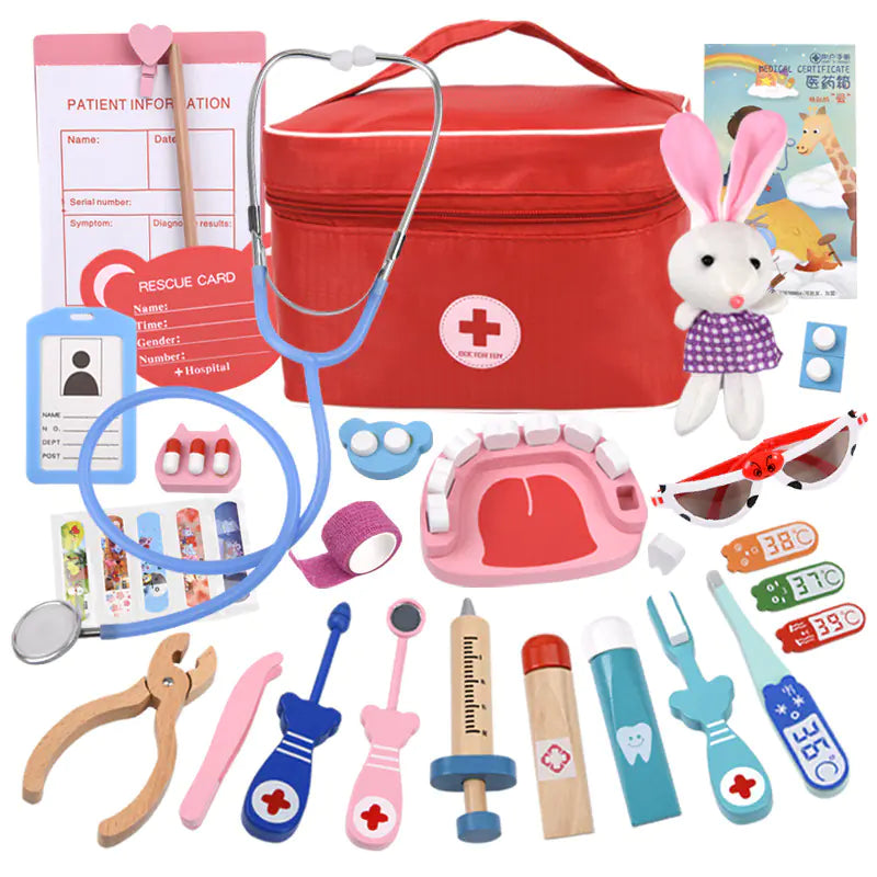 Kids' Wooden Doctor Kit - Carry Bag Set